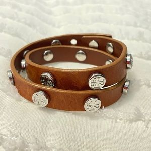 Tory Burch brown leather wrap bracelet